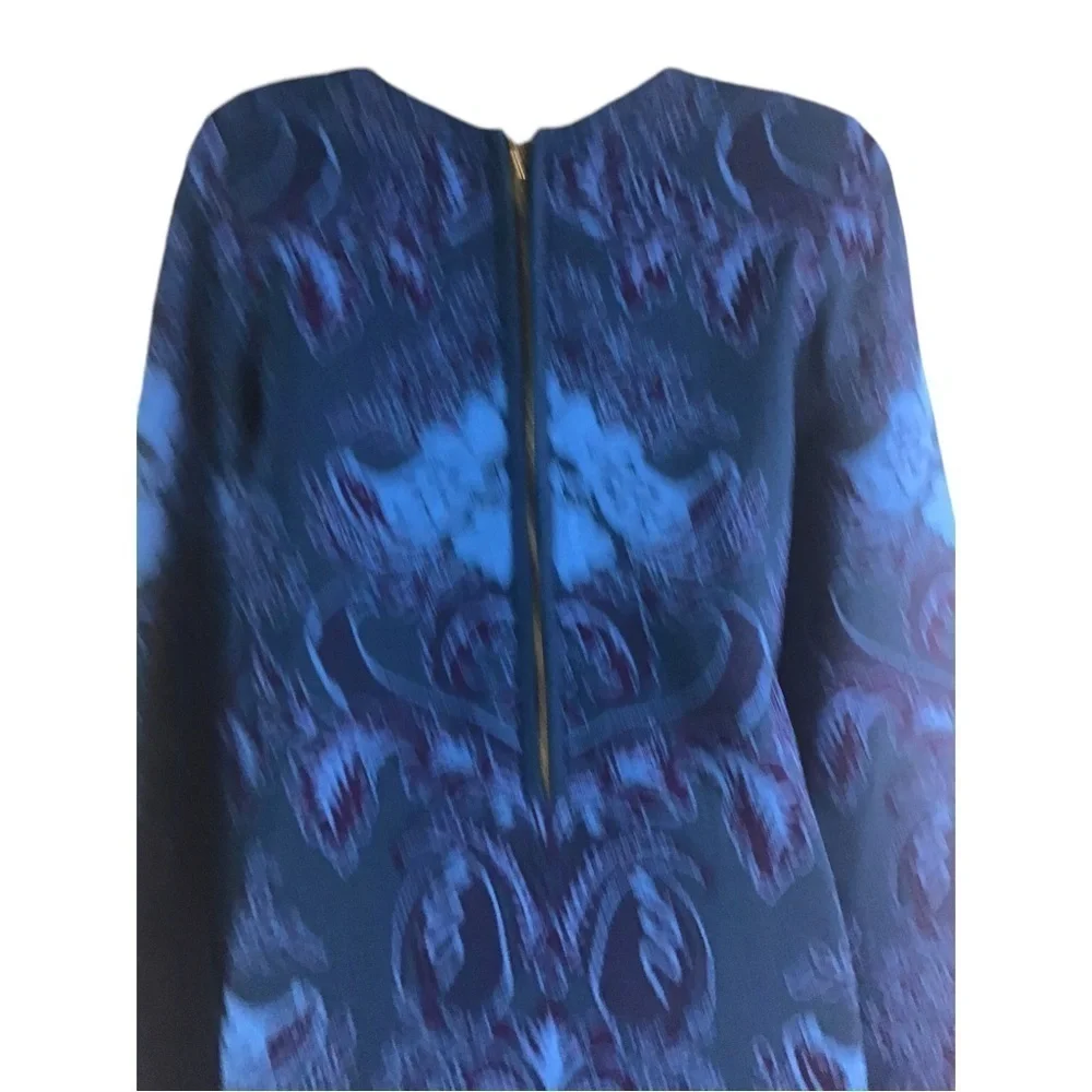 Felicity & Coco Jacquard Sweater Body-Con Dress In Teal Blue/Purple Women Large